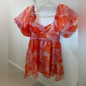 Floral Orange Mini Dress